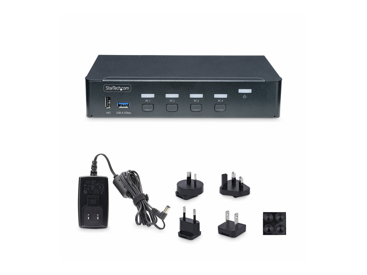 STARTECH.COM 4-Port DisplayPort KVM Switch 1x 4K 60Hz Monitor 6x USB-Ports Hotkey-Umschaltung KVM Umschalter TAA-konform