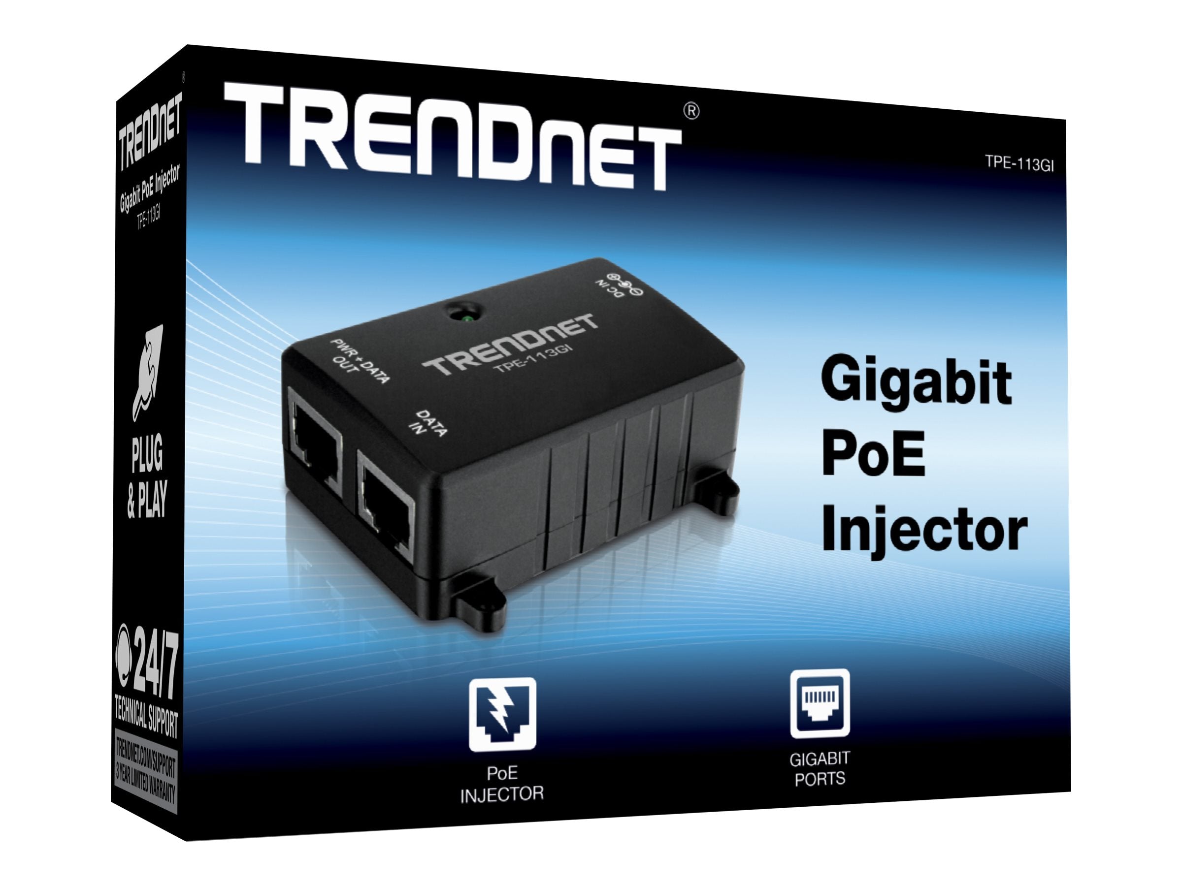 TRENDNET TPE-113GI Gigabit PoE Injector Vorderansicht