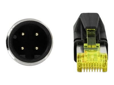 DELOCK Netzwerkkabel M12 4 Pin D-kodiert zu RJ45 Hirose Stecker TPU 2 m - Vorderansicht