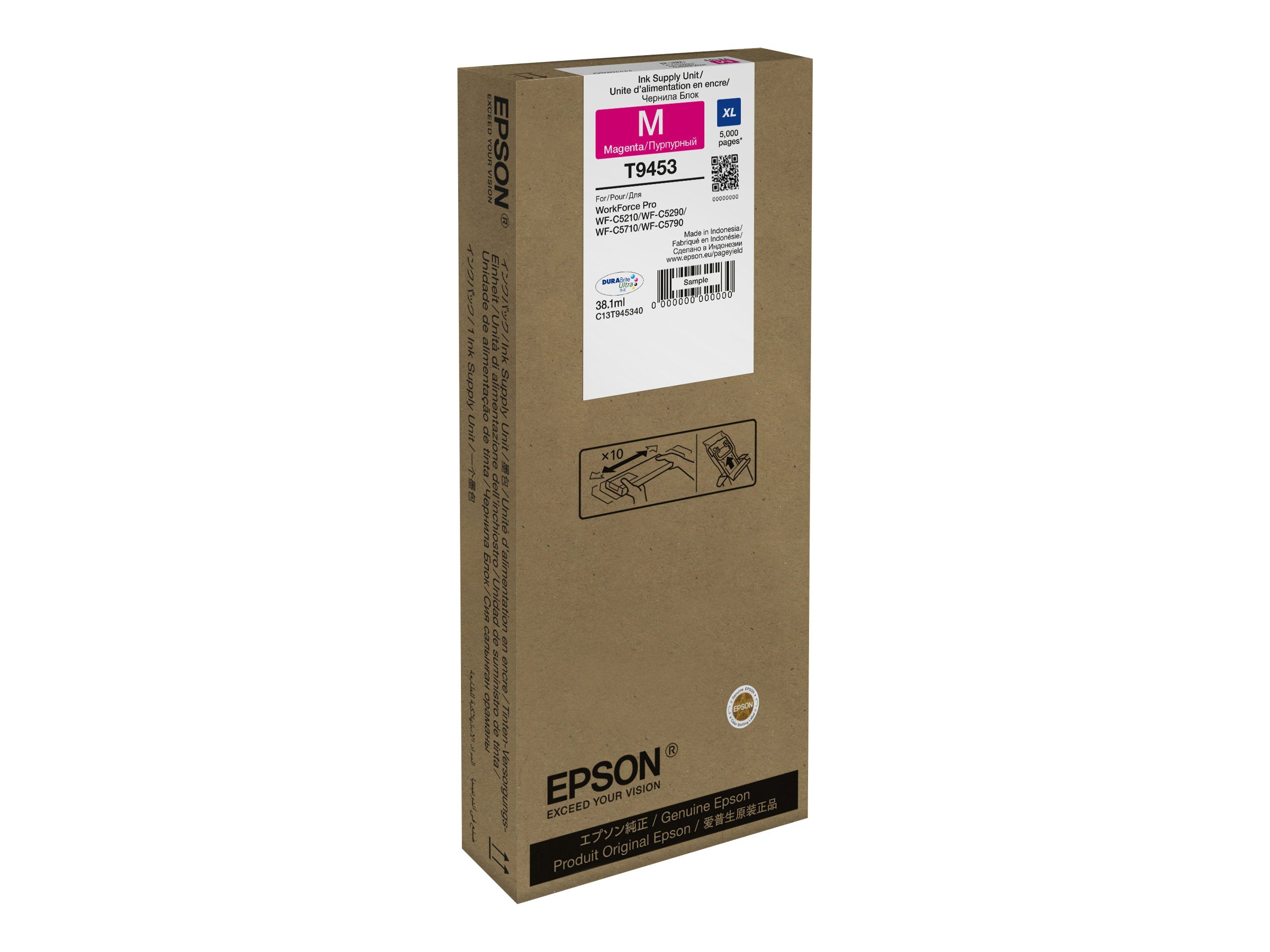 EPSON 2LB WF-C5xxx Series Ink Cartridge XL Magenta 5000s Vorderansicht