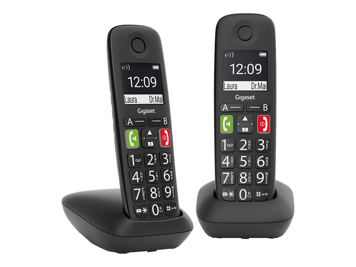 GIGASET E290 Duo schwarz schnurlos analog DECT Vorderansicht