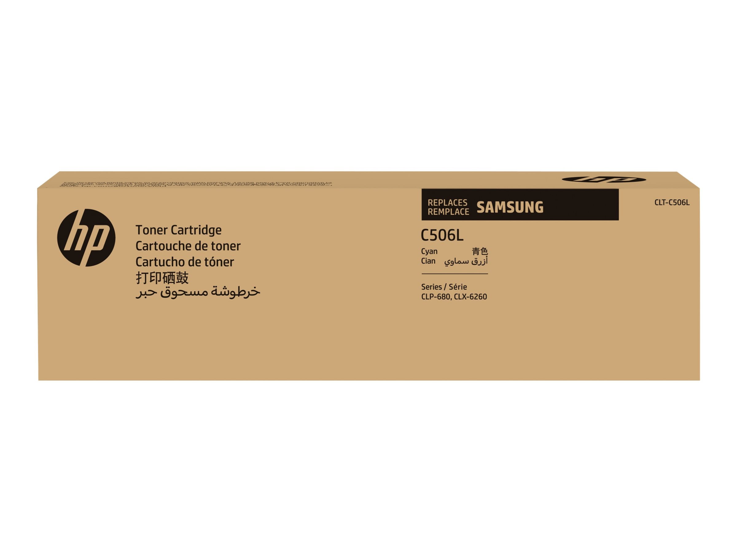 Vorderansicht der SAMSUNG original Toner cartridge LT-Cartridge506L/ELS High Yield Cyan Toner cartridge SU038A
