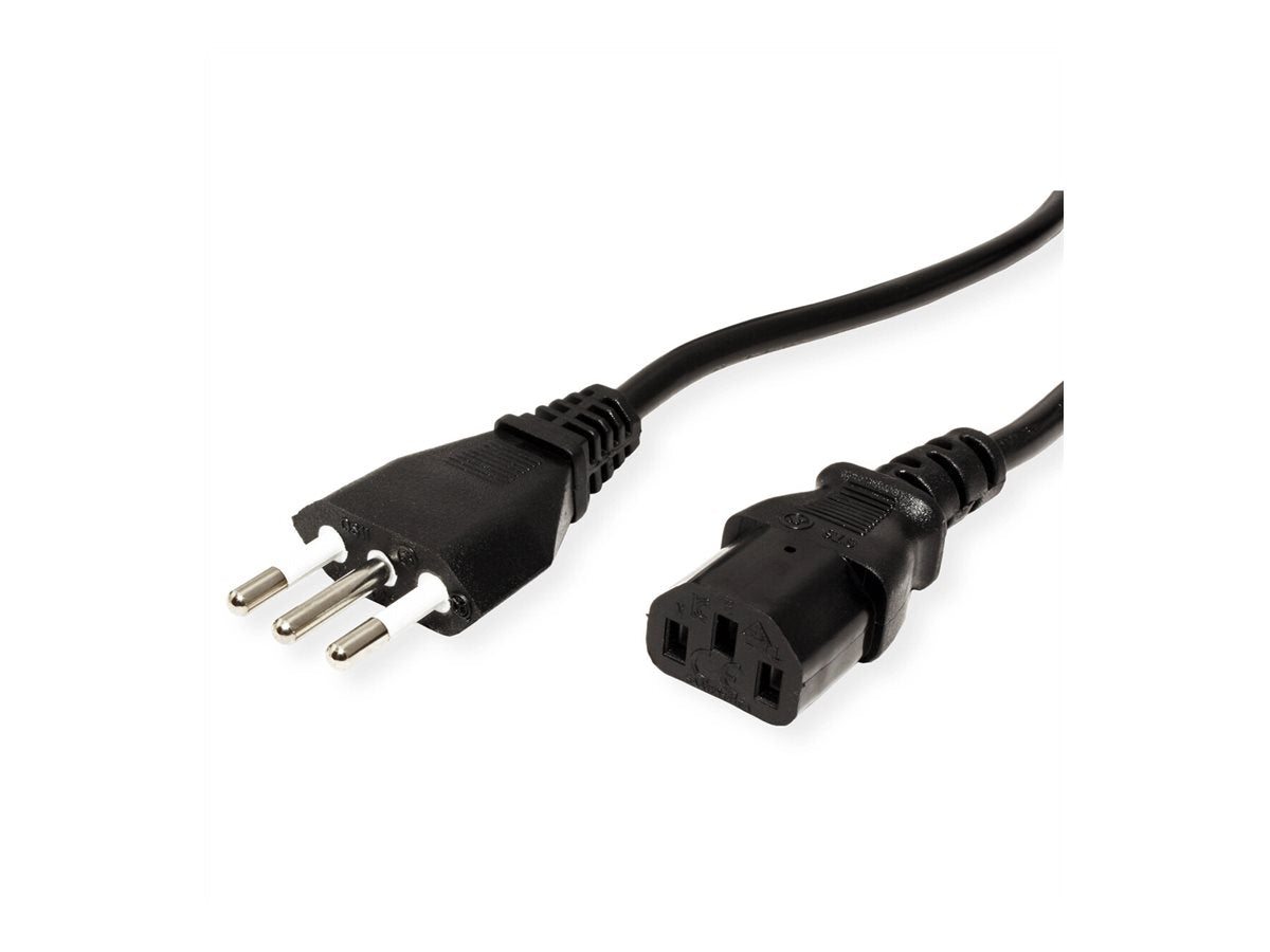 VALUE Netzkabel gerade IEC-Buchse Italien schwarz 1,8m - Vorderansicht