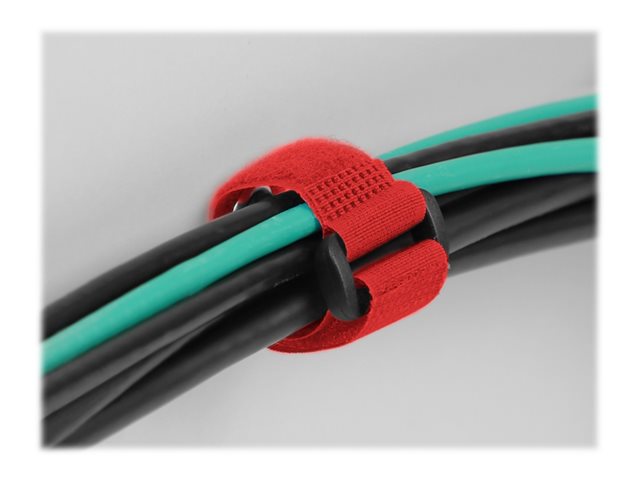 DELOCK Klett-Kabelbinder mit Schlaufe und Befestigungsöse L 280 x B 38mm rot 3 Stück