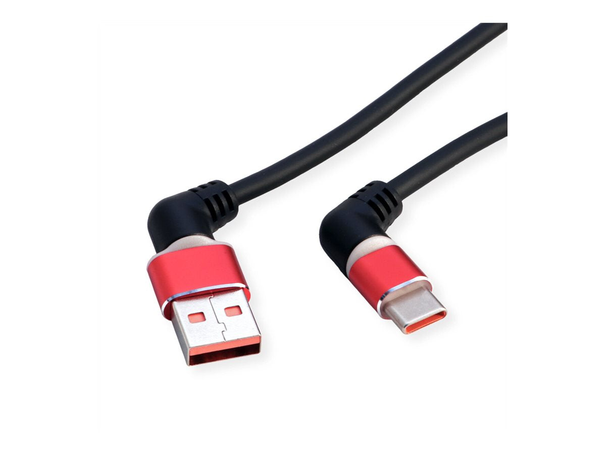 ROLINE USB 2.0 Kabel Typ-C - Typ-A ST/ST 360 Rotation schwarz / rot 1m Vorderansicht