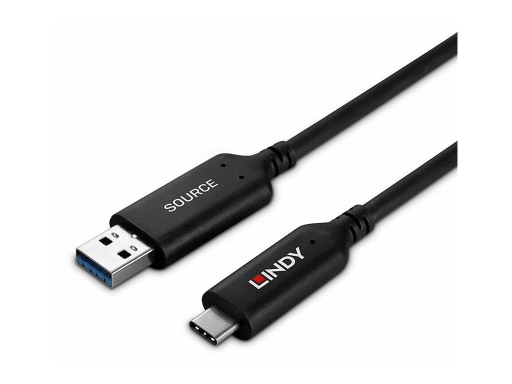 LINDY 25m USB 3.2 Gen 1 Typ A an C Hybridkabel Anschlussansicht