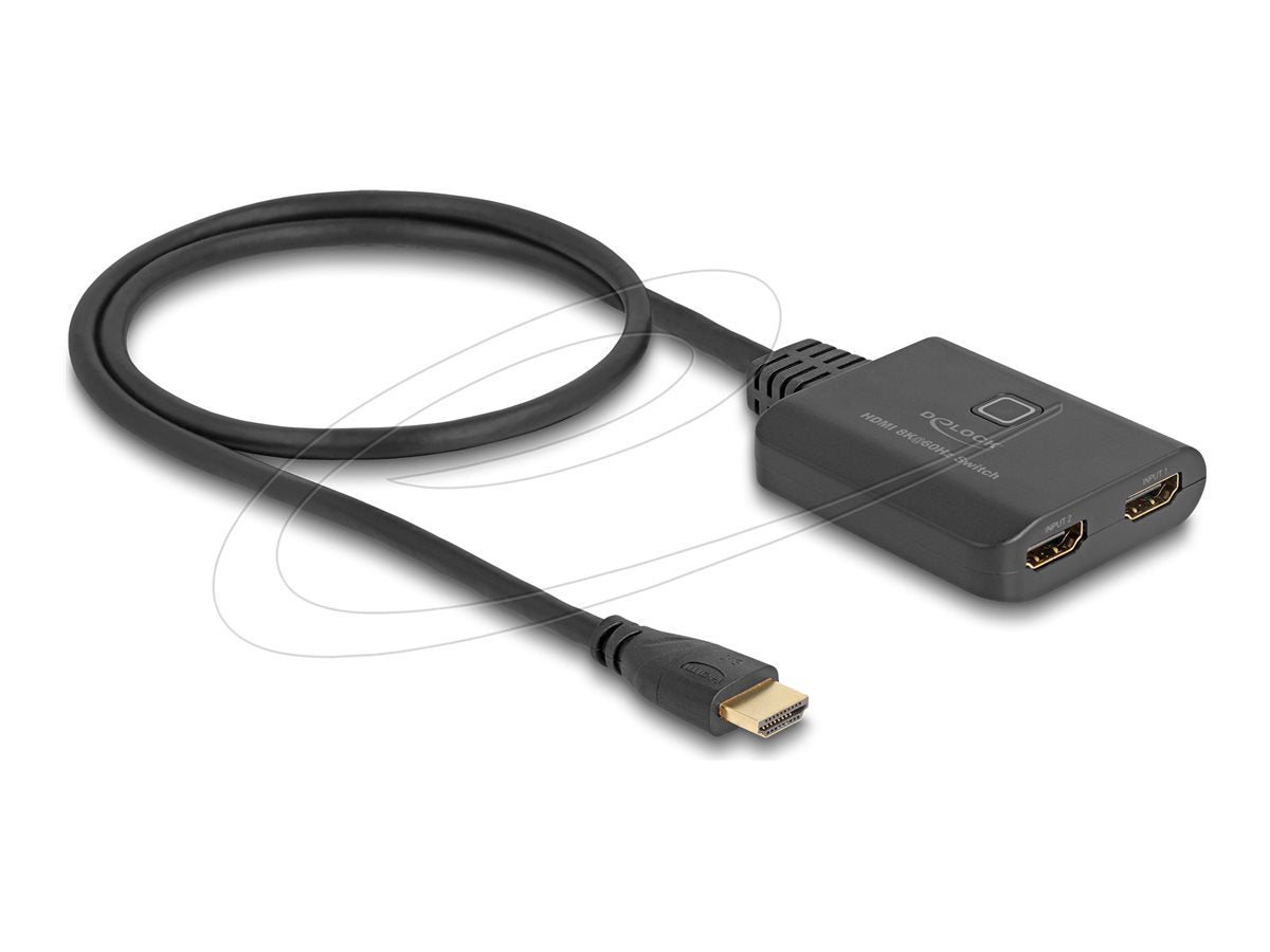 DELOCK HDMI Switch 2 x HDMI in zu 1 x HDMI out 8K 60 Hz mit integriertem Kabel 50cm