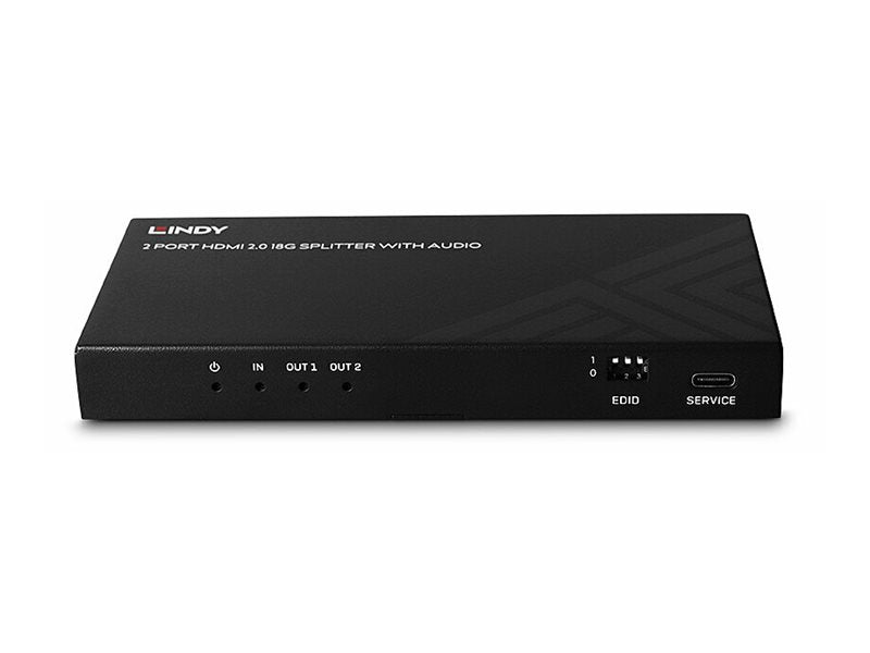 LINDY 2 Port HDMI 8K60 Splitter mit Audio Vorderansicht