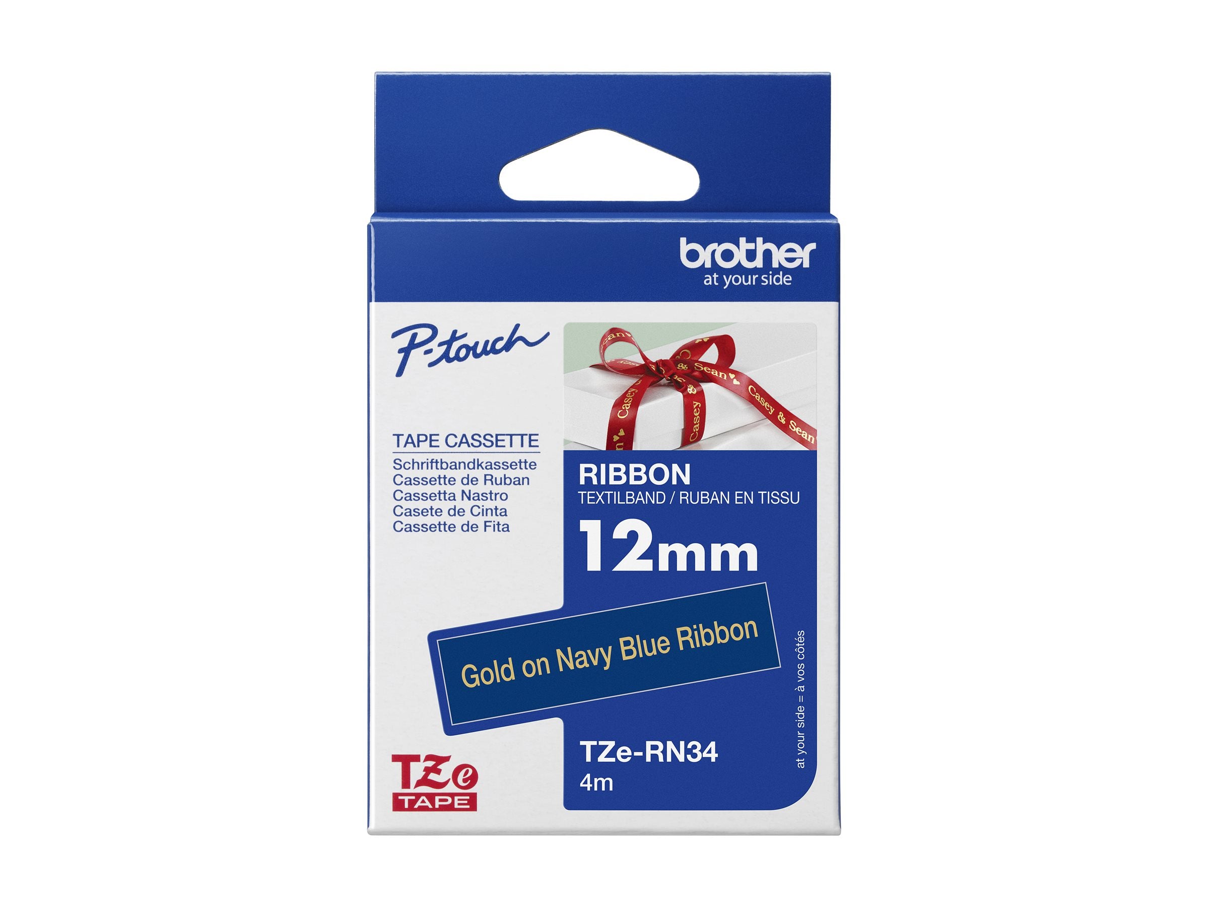 Vorderansicht des BROTHER textile tape gold/navy 12mm/4m
