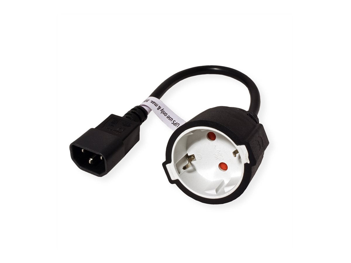 VALUE Netzkabel C14-Stecker auf Schutzkontakt-Buchse schwarz 0,3m - Verpackung