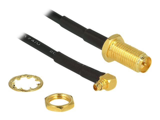 DELOCK Antennenkabel RP-SMA Buchse zum Einbau > MMCX 90 Stecker 320mm - Vorderansicht