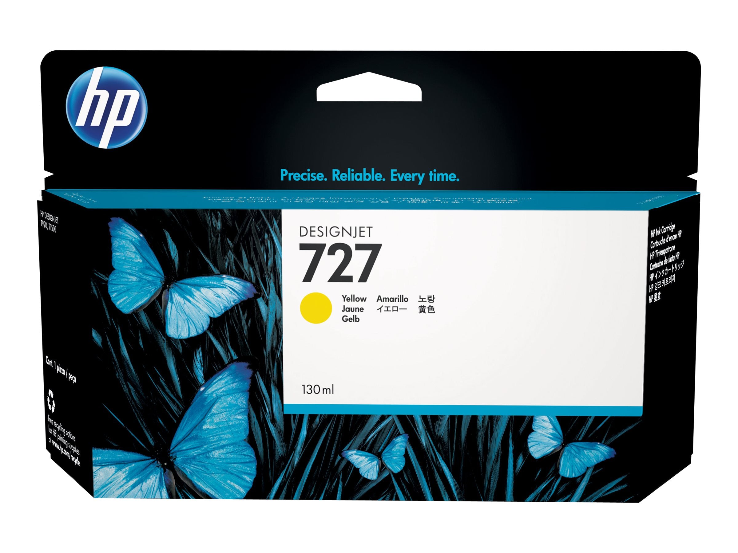 HP 727 Original Tinte gelb Vorderansicht