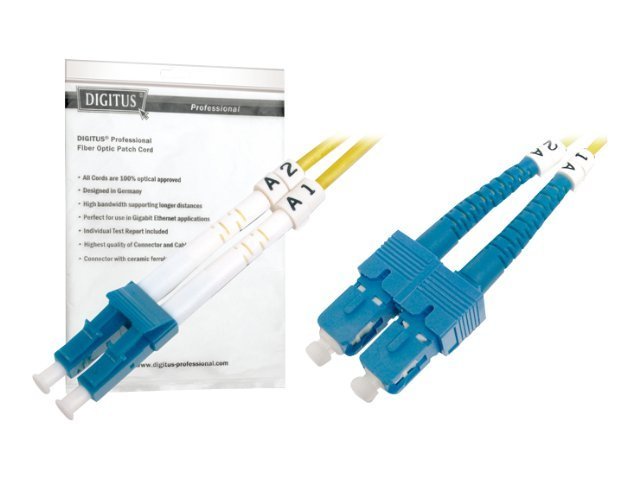 DIGITUS LWL Patchkabel LC zu SC OS2 Singlemode 09/125 Duplex Länge 10m - Vorderansicht