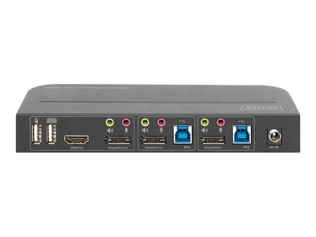 DIGITUS KVM Switch 2x1 DP DP/HDMI OutUSB 4Kx2K60Hz mit Fernbedienung