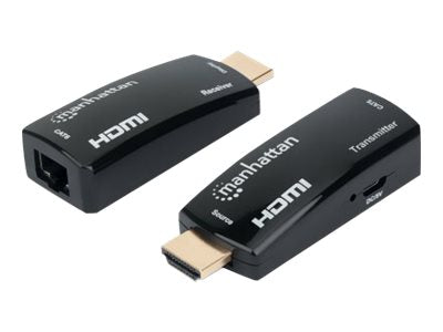 MANHATTAN HDMI over Ethernet Extender Kit kompaktes Format HDMI-Verlaengerung 1080p60Hz bis 60m Sender Empfaenger Power over Cable