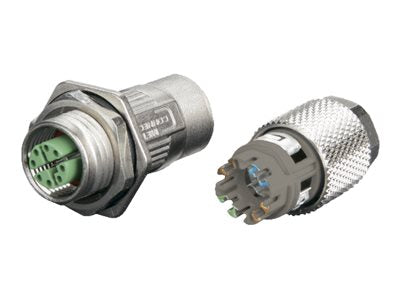 Detailansicht der METZ CONNECT M12 Buchse IP67 gerade Flanschgeschirmt X-kodiert Cat. 6A