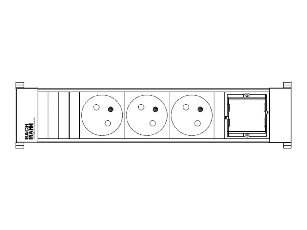 BACHMANN POWER FRAME 3xUTE 1xCM 0,2m GST18 RAL9010 - Vorderansicht