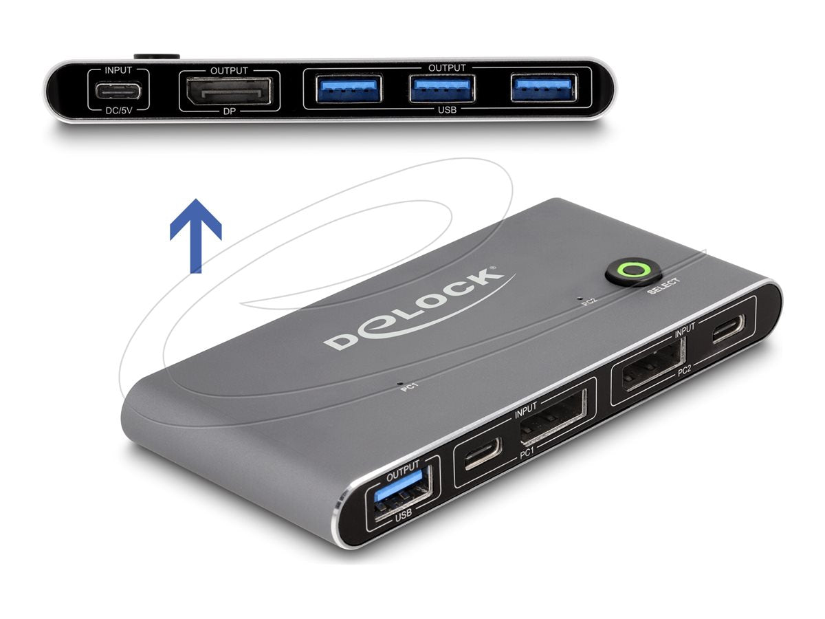 DELOCK DisplayPort KVM Switch 8K 30 Hz - Vorderansicht