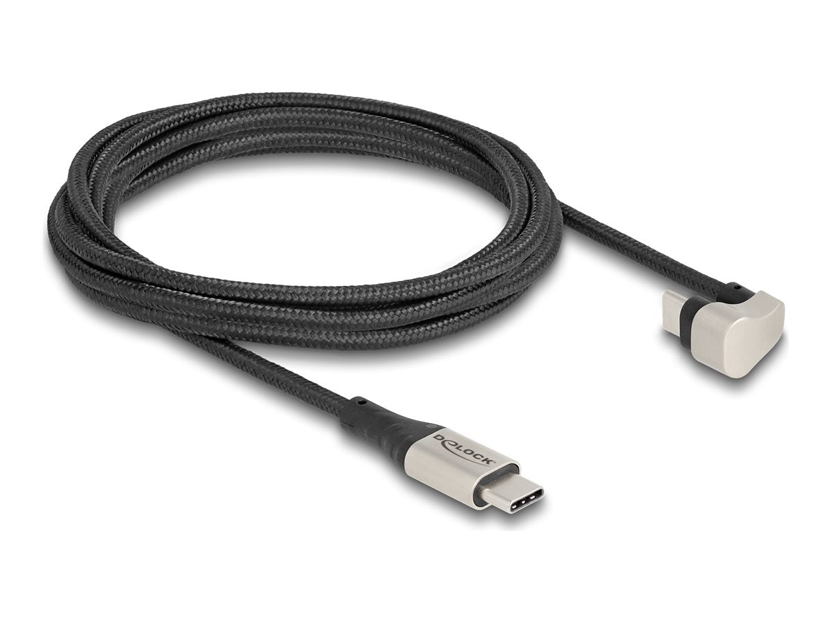 DELOCK USB 2.0 Kabel USB Type-C Stecker zu Stecker 180 gewinkelt 2m PD 60 W - Vorderansicht