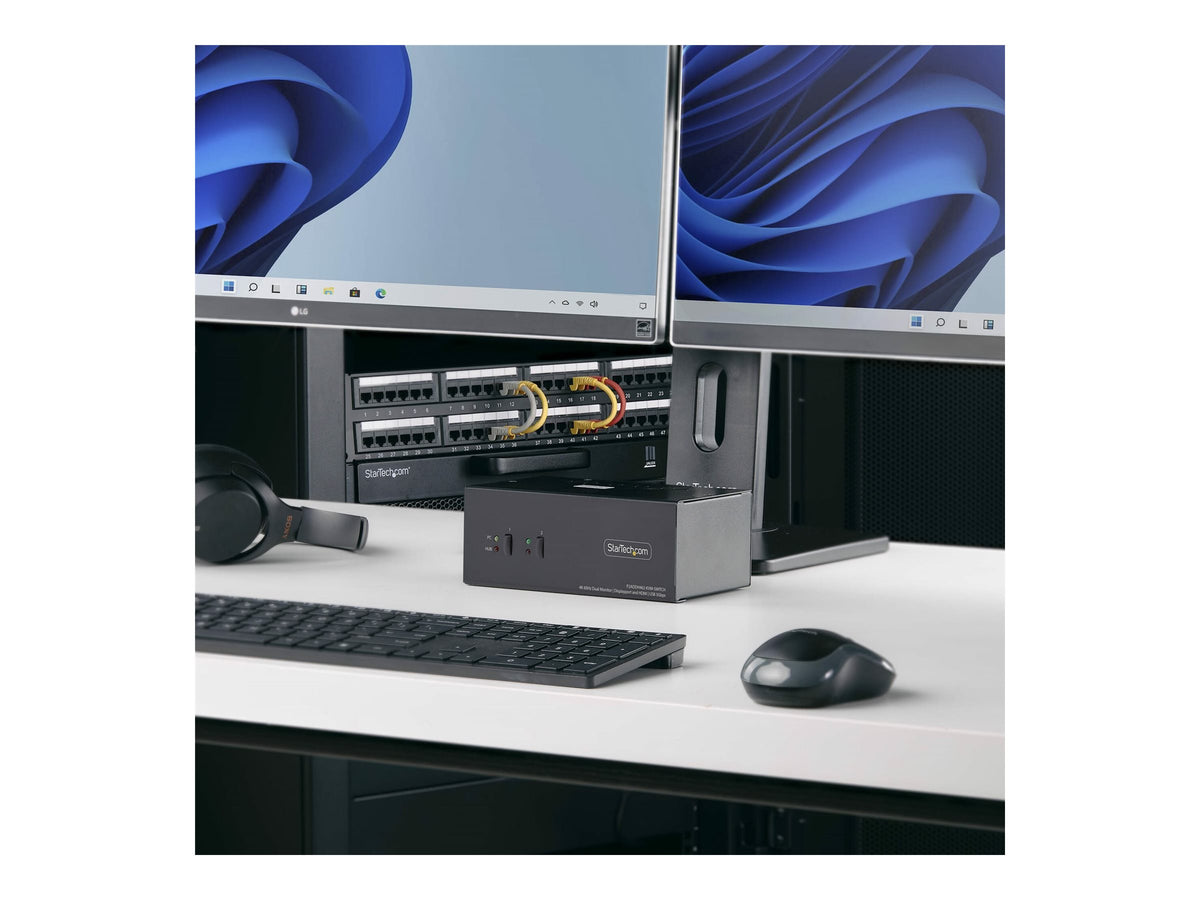 STARTECH.COM 2-Port Dual-Monitor KVM Switch DisplayPort und HDMI 4K 60Hz 5Gbps USB-Hub 2x USB-HID Hybrid KVM/Umschalter