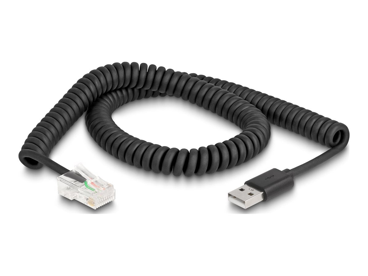 DELOCK RJ50 zu USB 2.0 Typ-A Barcode Scanner Spiralkabel 2 m - Vorderansicht