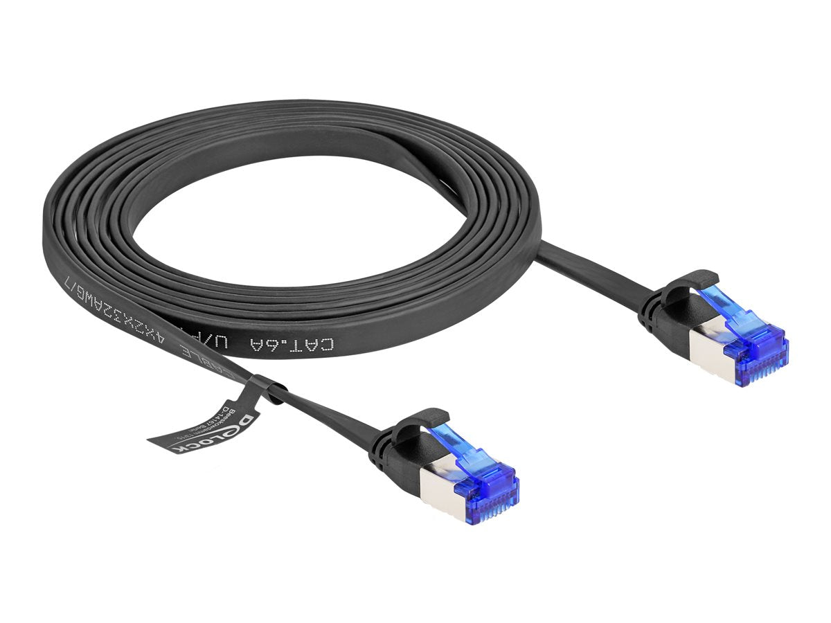 DELOCK RJ45 Flachband Patchkabel 2m schwarz - Vorderansicht