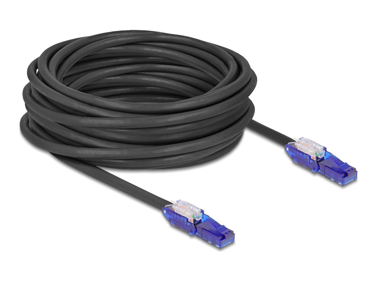 DELOCK RJ45 Netzwerkkabel Cat.6 UTP schwarz 10m Vorderansicht