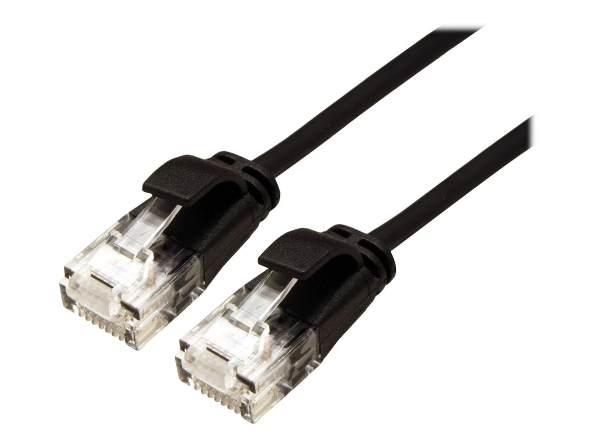 ROLINE GREEN UTP Patchkabel Kat.6A Class EA LSOH slim schwarz 0,3m - Vorderansicht