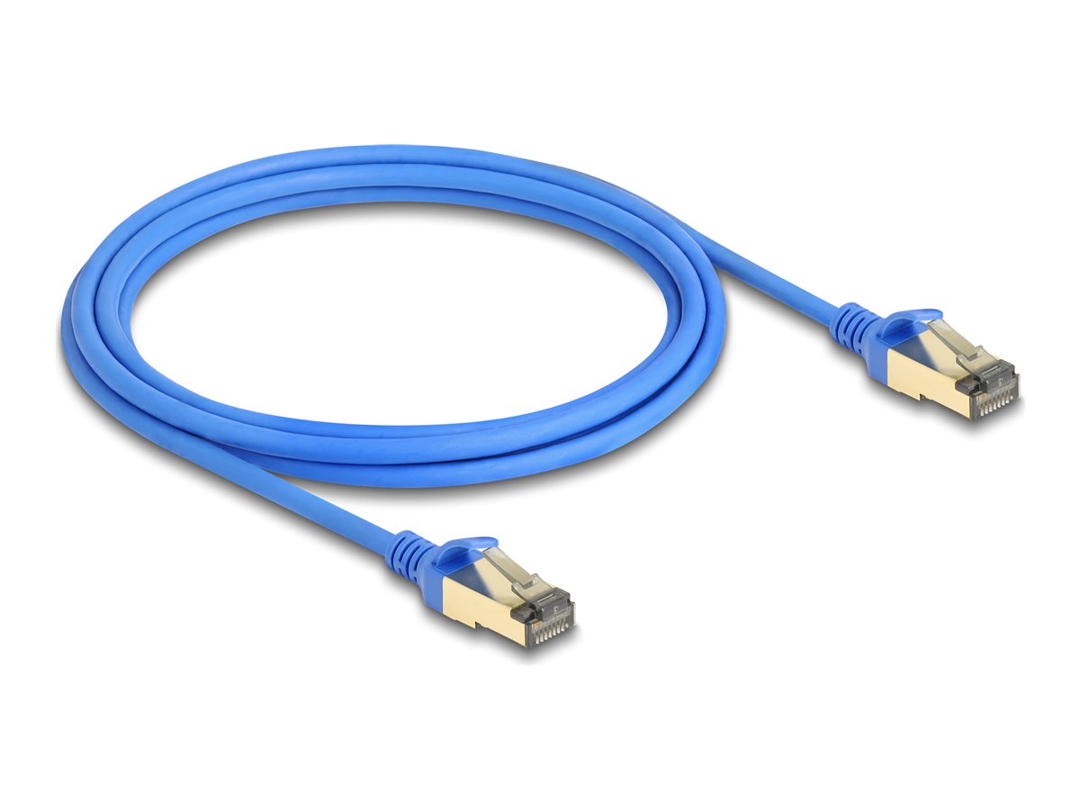 DELOCK RJ45 Netzwerkkabel Cat.8.1 F/FTP Slim 2m blau - Vorderansicht
