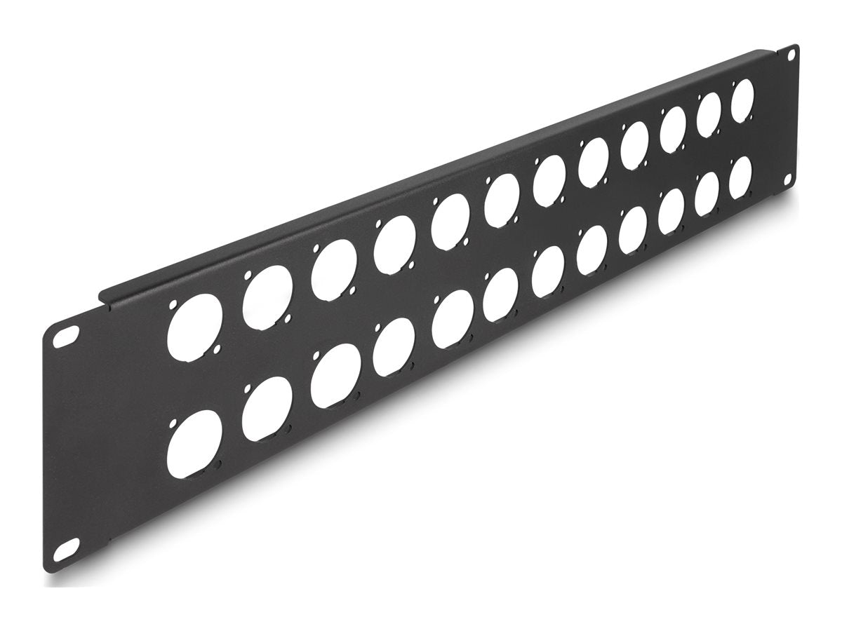 DELOCK 48,26cm 19zoll D-Typ Patchpanel 24 Port 2 HE schwarz - Vorderansicht