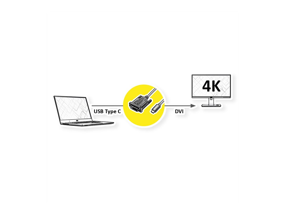 ROLINE USB Typ C - DVI Adapterkabel ST/ST 1m - Verpackung