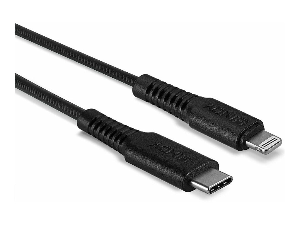 LINDY 2m verstärktes USB Type C zu Lightning Ladekabel - Anschlussansicht