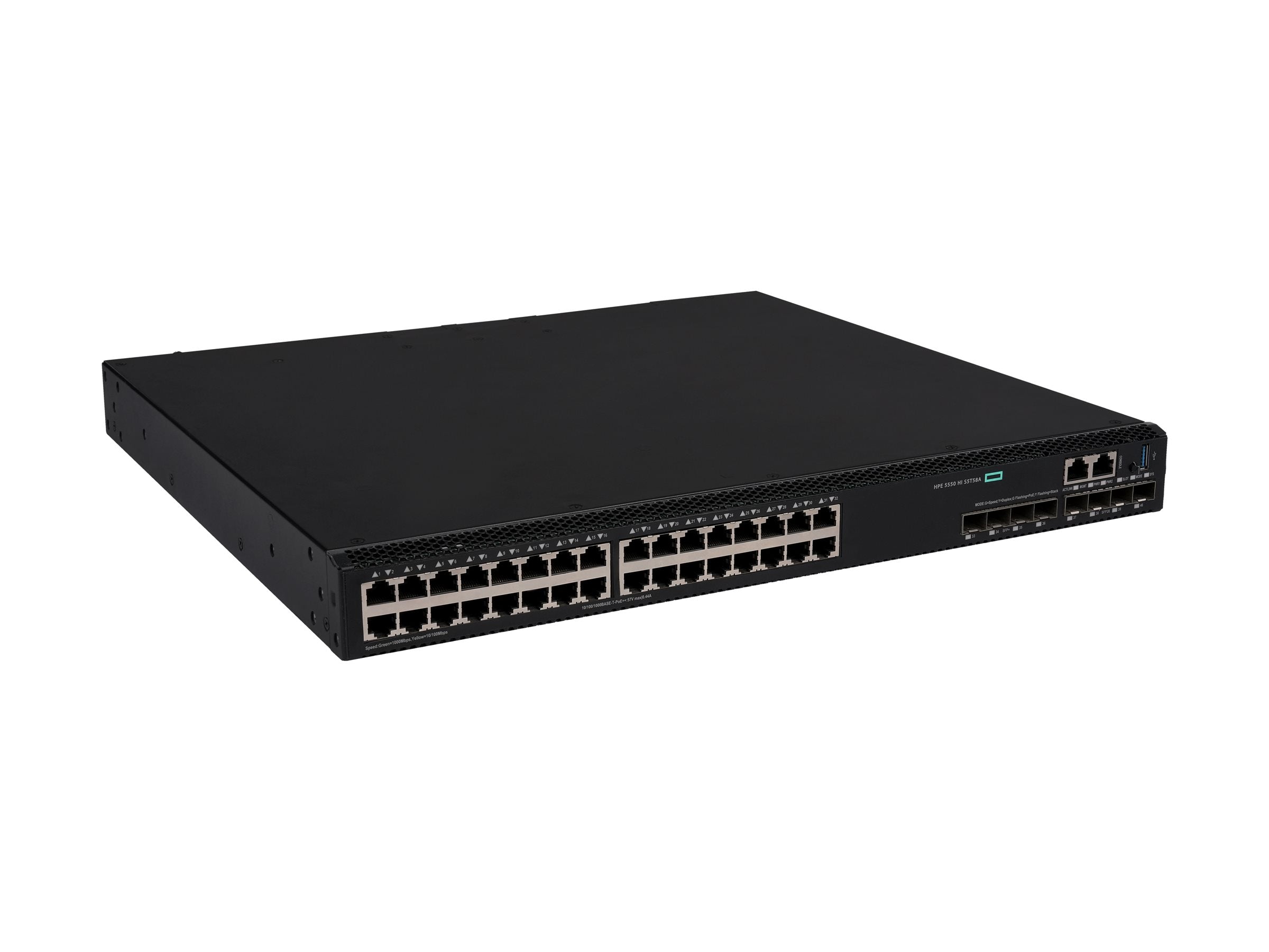 HPE Aruba 5550HI Switch 32x 10M/100M/1G PoE8 Port 4x SFP+ 1G/10G Port 4x SFP28 10G/25G Port 1-slot