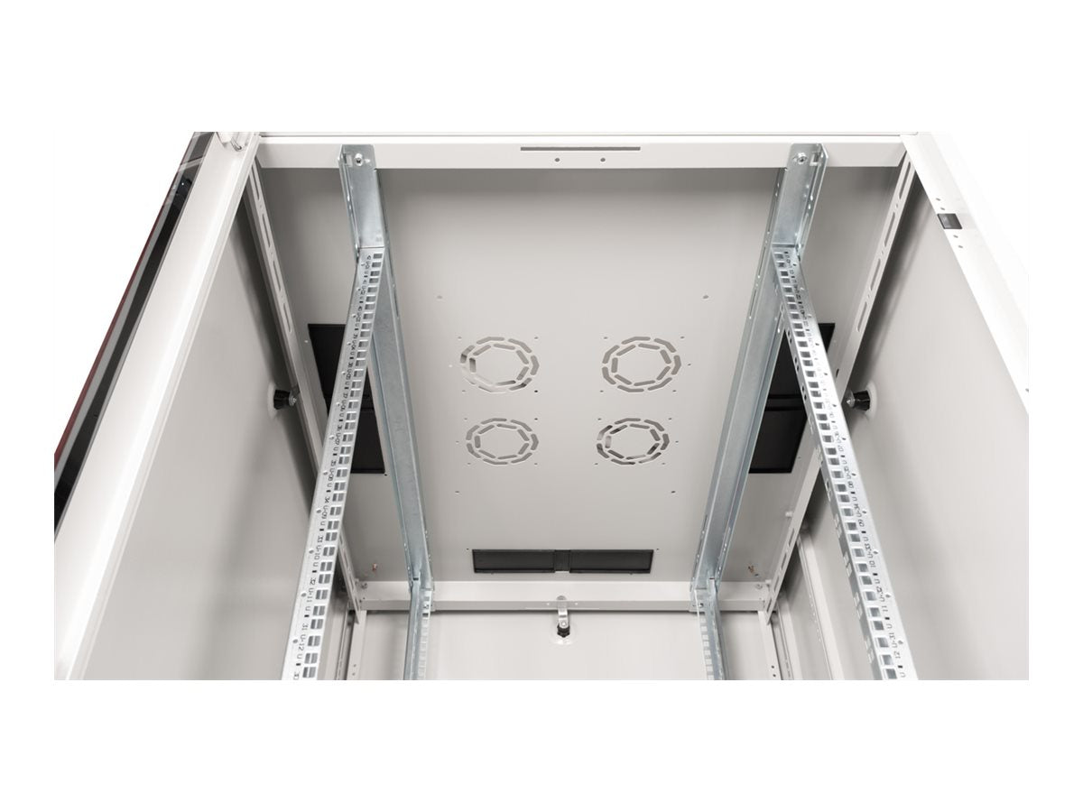 ROLINE Netzwerkschrank Basic 48,26cm 19Zoll 42 HE 800x1000 BxT Glastür grau - Seitenansicht
