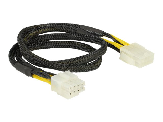 DELOCK 83653 Extension Cable Power 8 pin EPS male 2 x 4 pin > 8 pin female 44cm Vorderansicht