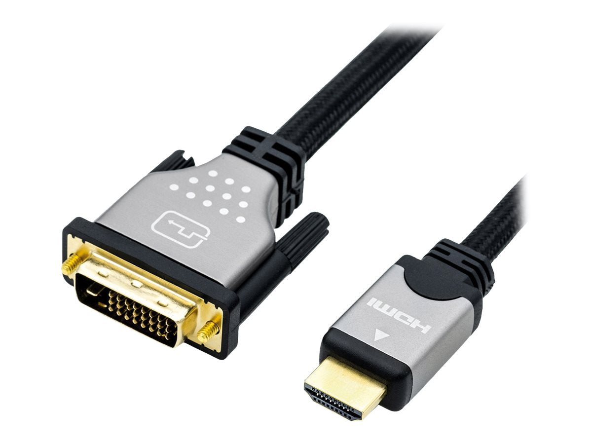 ROLINE Monitorkabel DVI - HDMI ST-ST dual link schwarz / silber 2m - Vorderansicht