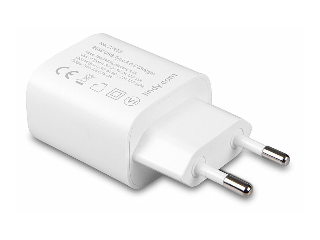 LINDY 20W USB Type A & C Charger Detailansicht