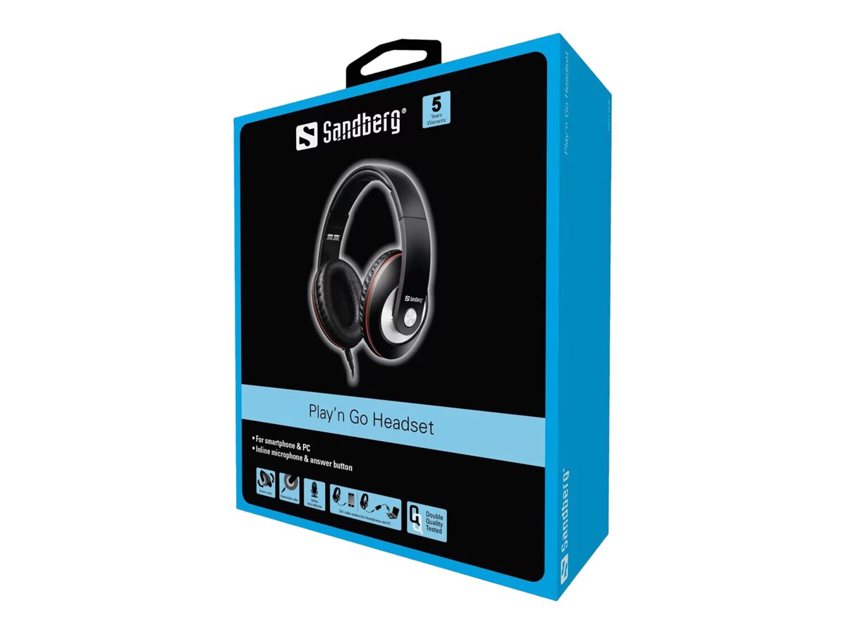 SANDBERG Play'n Go Headset Black - Detailansicht der Ohrpolster