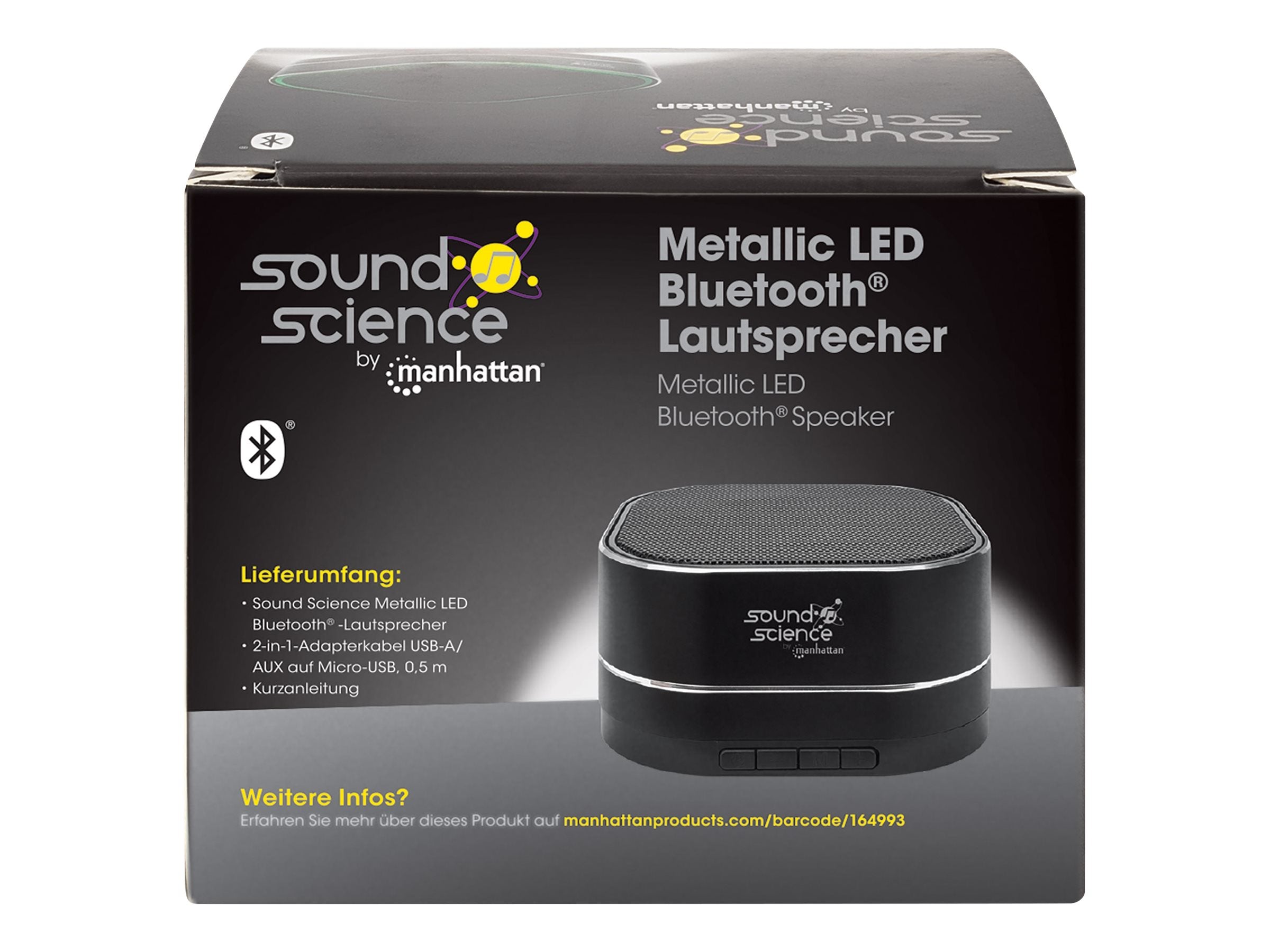 MANHATTAN Sound Science Metallic LED Bluetooth-Lautsprecher Vorderansicht