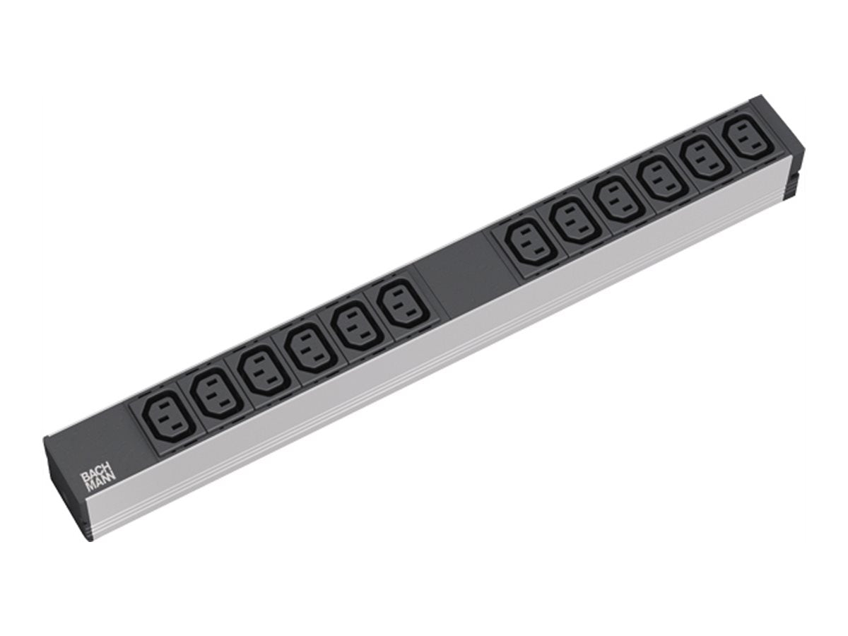 BACHMANN Steckdosenleiste 48,26cm 19Zoll 1HE 12 x C13 Buchse - Vorderansicht