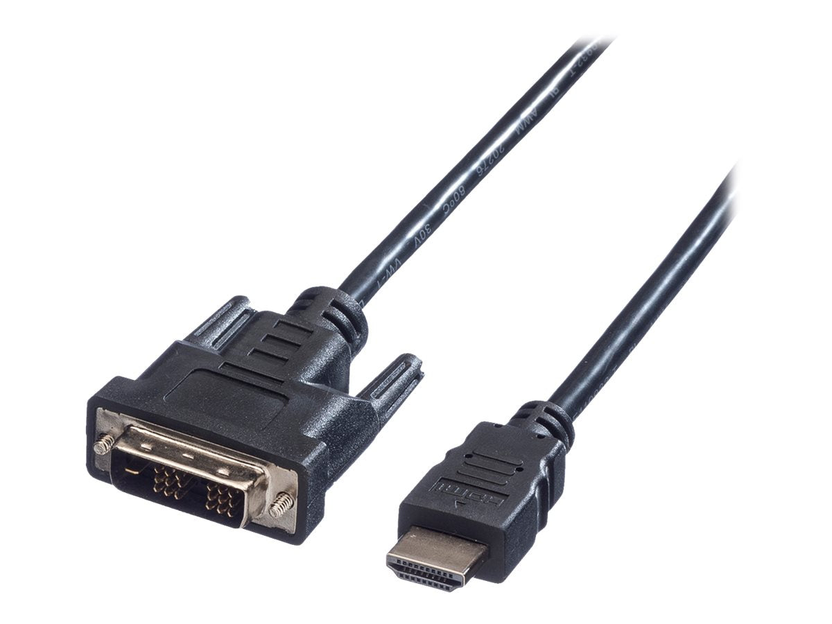 VALUE Kabel DVI 18+1 ST - HDMI ST schwarz 1m - Verpackung