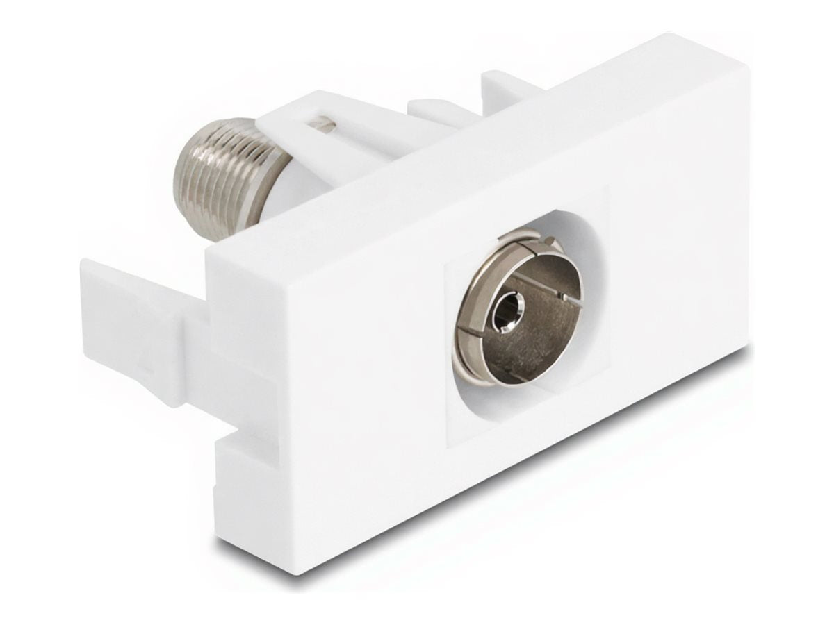 DELOCK Easy 45modul IEC Buchse zu F Buchse weiss - Vorderansicht