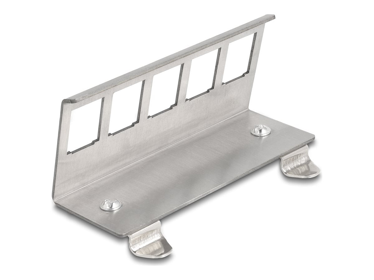 DELOCK Keystone Metall Halterung 5 Port für Hutschiene - Vorderansicht