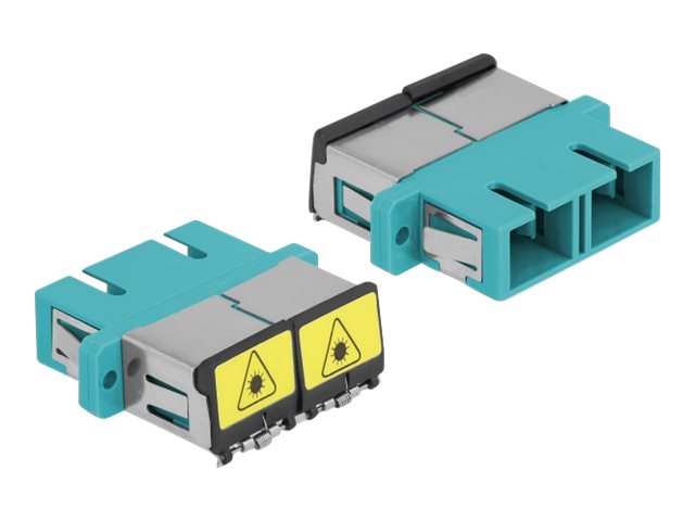 DELOCK LWL Kupplung mit Laserschutzklappe SC Duplex Buchse zu SC Duplex Buchse Multimode aqua