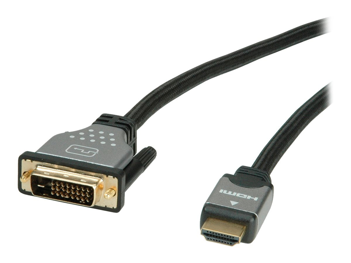 ROLINE Monitorkabel DVI - HDMI ST-ST dual link schwarz / silber 2m - Verpackung