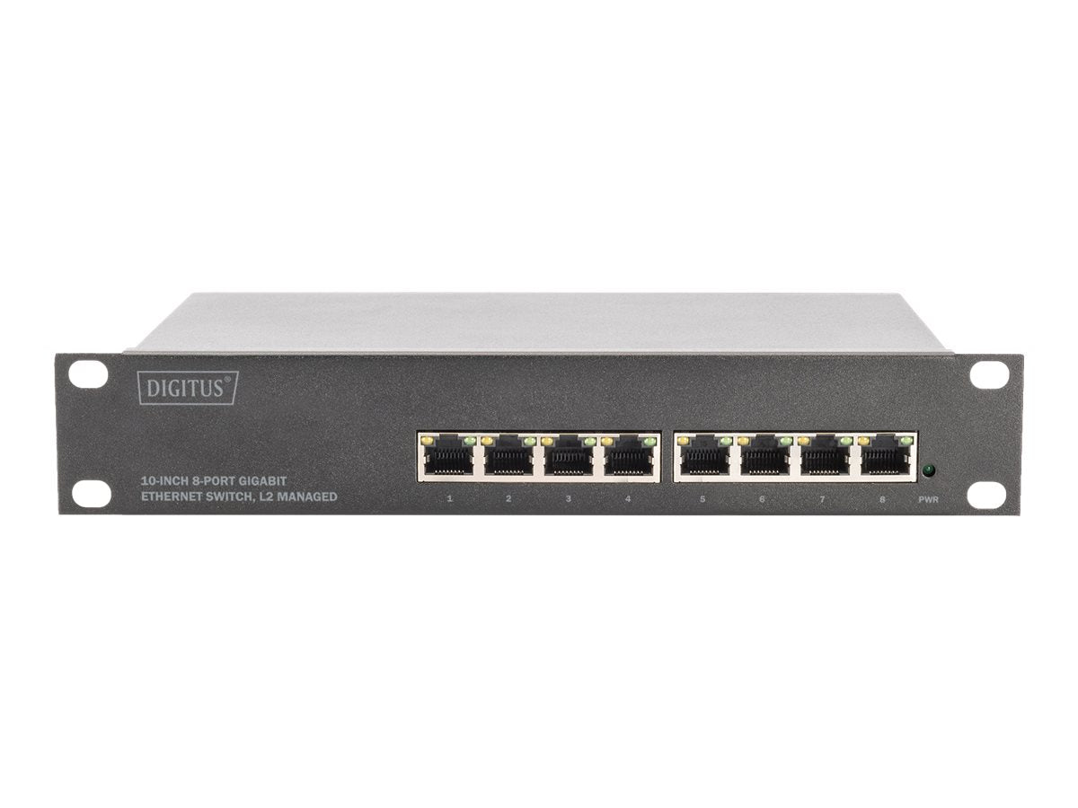 DIGITUS N-80117 L2 managed Gigabit Ethernet Switch 8-port Rückansicht
