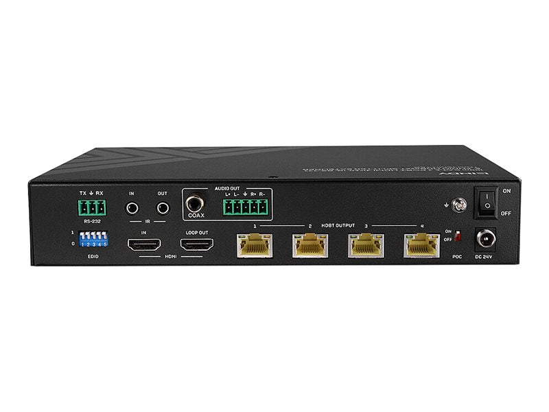 LINDY 100m Cat.6 4 Port HDMI 4K60 HDBT Splitter Extender Anschlussansicht