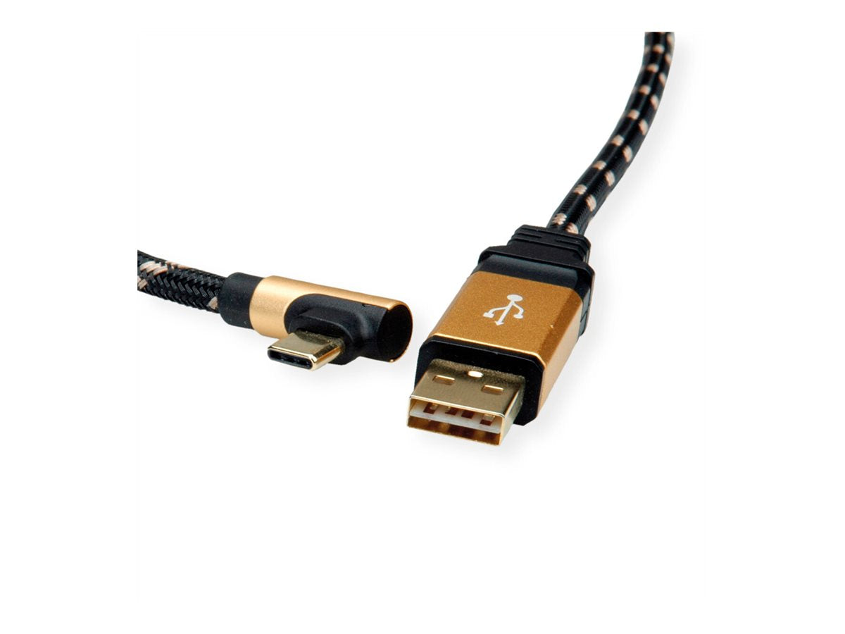 ROLINE GOLD USB 2.0 Kabel USB A ST reversibel - USB C ST gewinkelt 1,8m Detailansicht