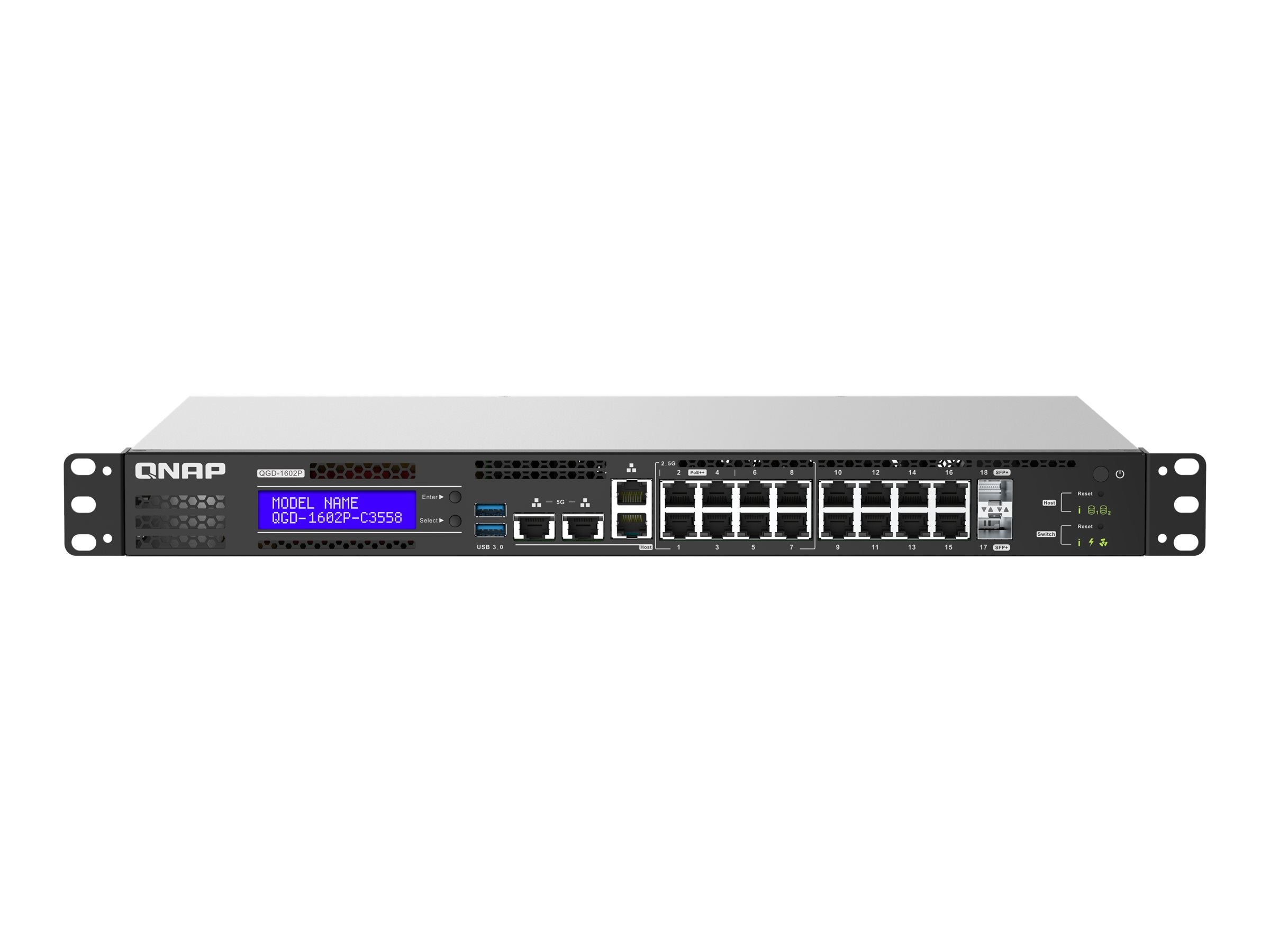 QNAP QGD-1602P-C3558-8G Switch PoE Vorderansicht