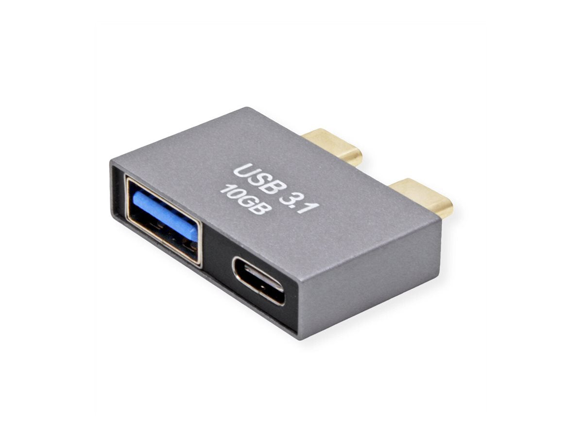 ROLINE USB 3.2 Gen 2 Adapter 2x USB Typ C - 1x Typ A Vorderansicht